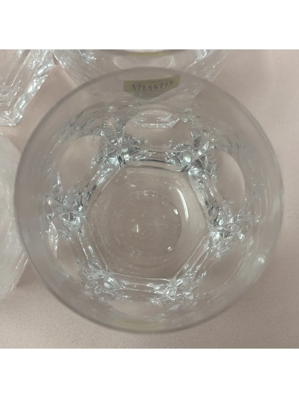 VTG Atlantis Crystal Glasses RARE Sara Old Fashioned Hand Blown Cut Set of 4 NEW